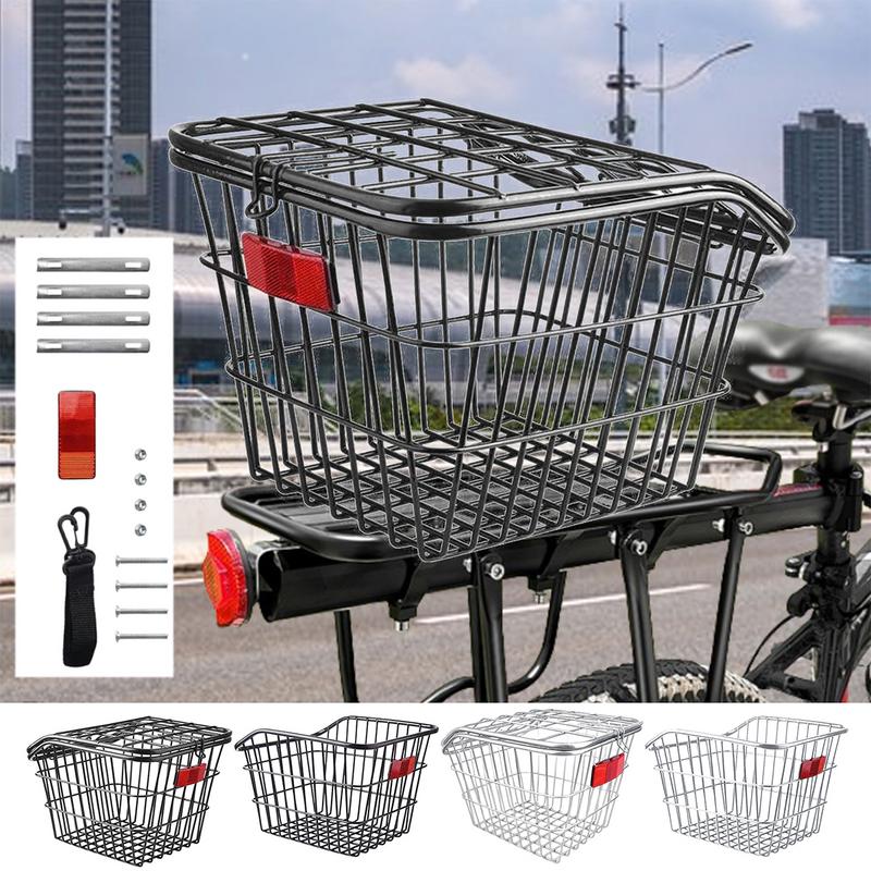 Bike Rear Basket Metal Bicycle Cycling Rack Cargo Container for Mountain Bike Schoolbag Storage Basket Frame Cycle Rear Shelf