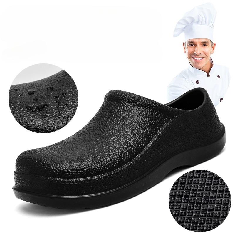 Herren Kochschuhe Mann Sommer Strandschuhe Wasserdicht Ölfest Küchenschuhe Rutschfest Gartenschuhe Hotel Arbeitsschuh EVA Sandale