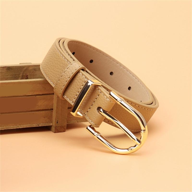 Women's Fashion Belt Bamboo Clasp Design Sash Adjustable Faux Leather Waist Strap for Casual and Formal Outfits