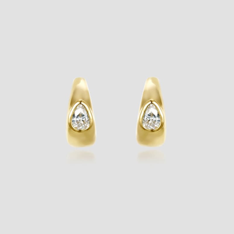 

ANON Pear Cut One Touch Hoop Earrings Gold free