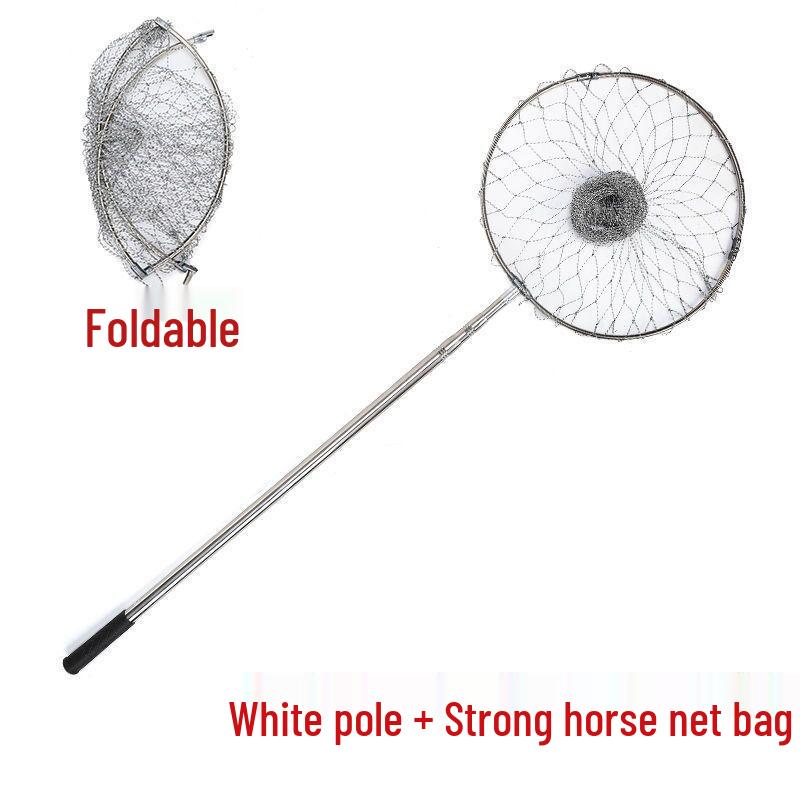 Teleskopische Edelstahl-Kescherstange zum Angeln, verstellbar von 1,9 m bis 5 m