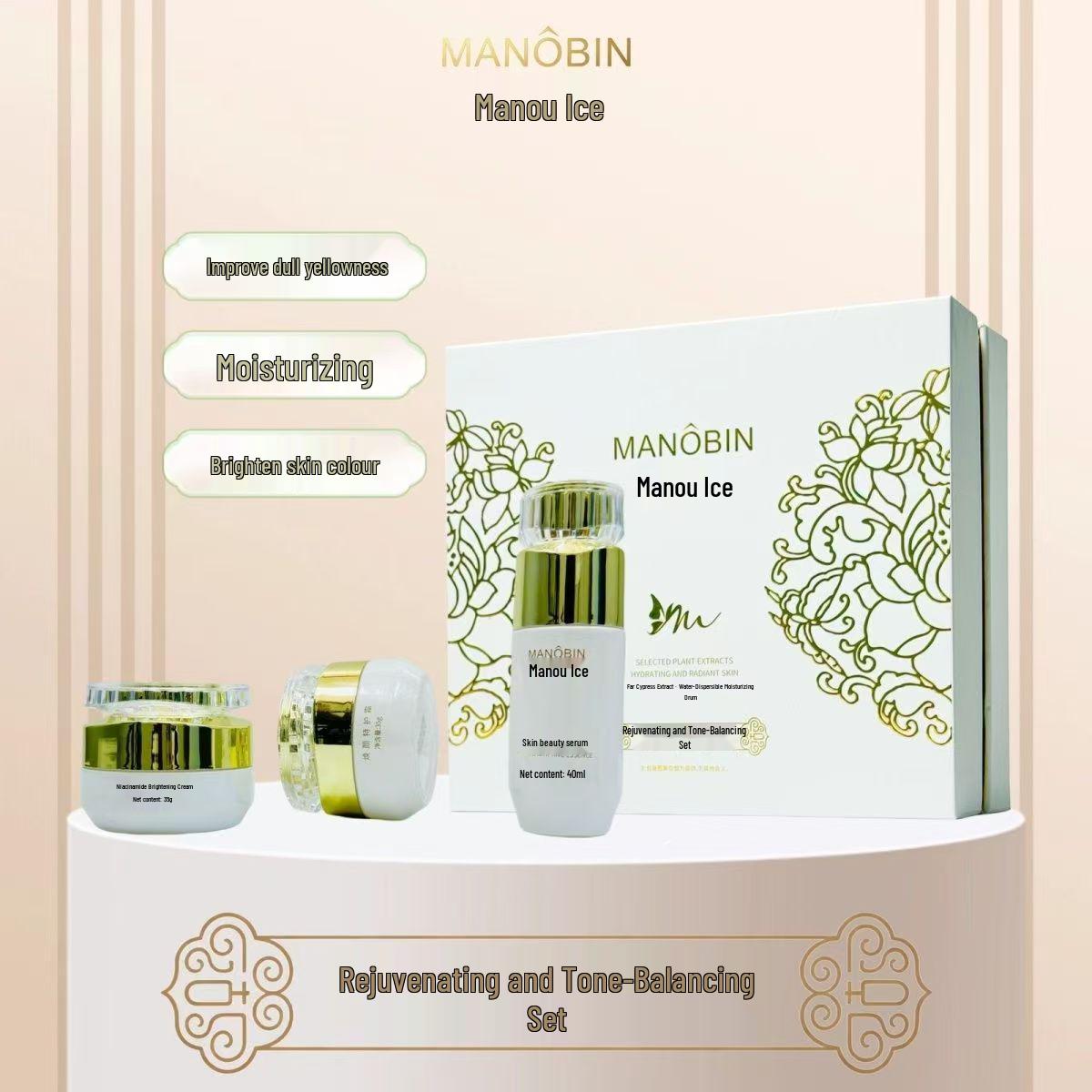 Genuine Man Ice Plant Extract Skincare Set: Rejuvenating & Tone-Balancing Trio, Platinum Edition Rejuvenating and Tone-Balancing Three-Piece Set