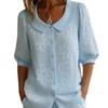 Camisa de Mujer Casual Vintage Holgada con Botones Bordada Floral de Manga Media Nueva Primavera/Verano 2026