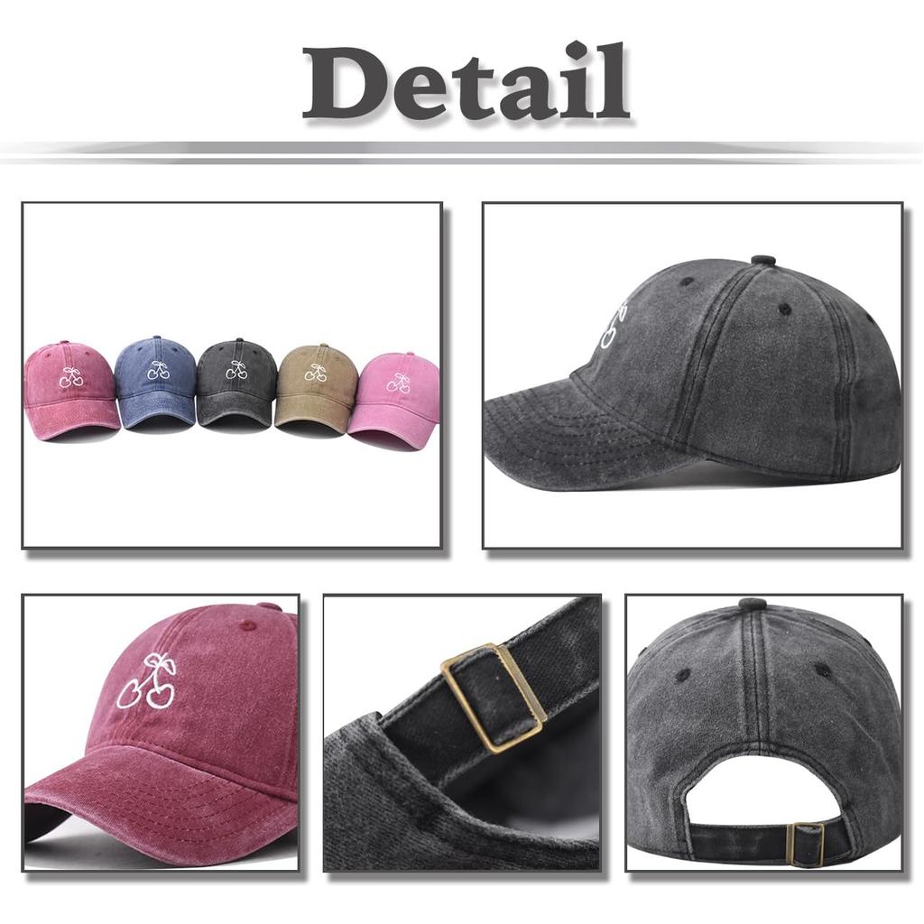 Baseball CZA416 [White Fang] Hat, Cap, Cap, Embroidered, Cherry, Sports, Outdoor, Adjustable, Women's, Men's, (Khaki)