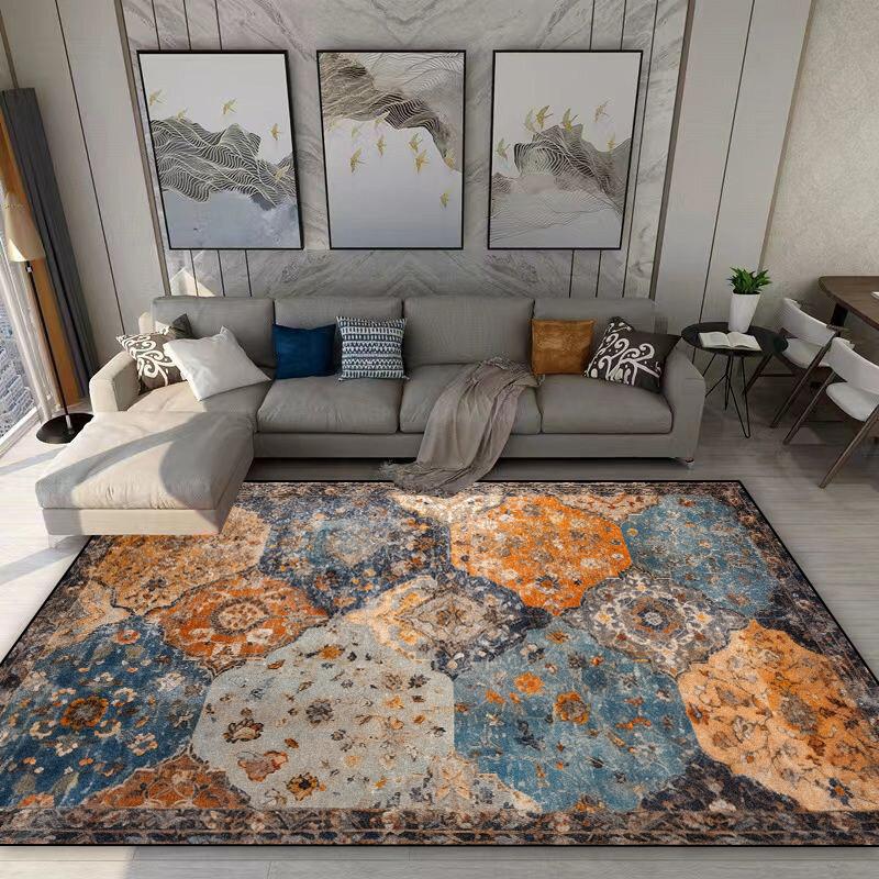 Teppich im amerikanischen Retro-Stil Wohnzimmer Böhmische Dekoration Rutschfester Waschbarer Teppich 140x200 Schlafzimmer Sofa Bettseite Flanell Bodenmatte