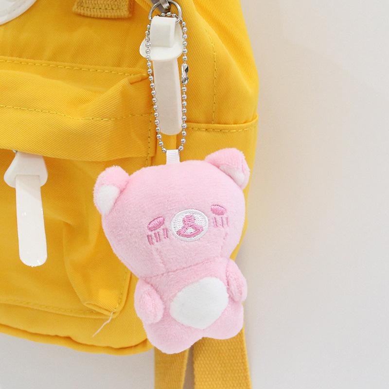 Rainbow Mini Rilakkuma Plush Keychain Soft Bear Doll Cute Macaron Color Cartoon Bag Charm Kawaii Daily Backpack Decor Toy