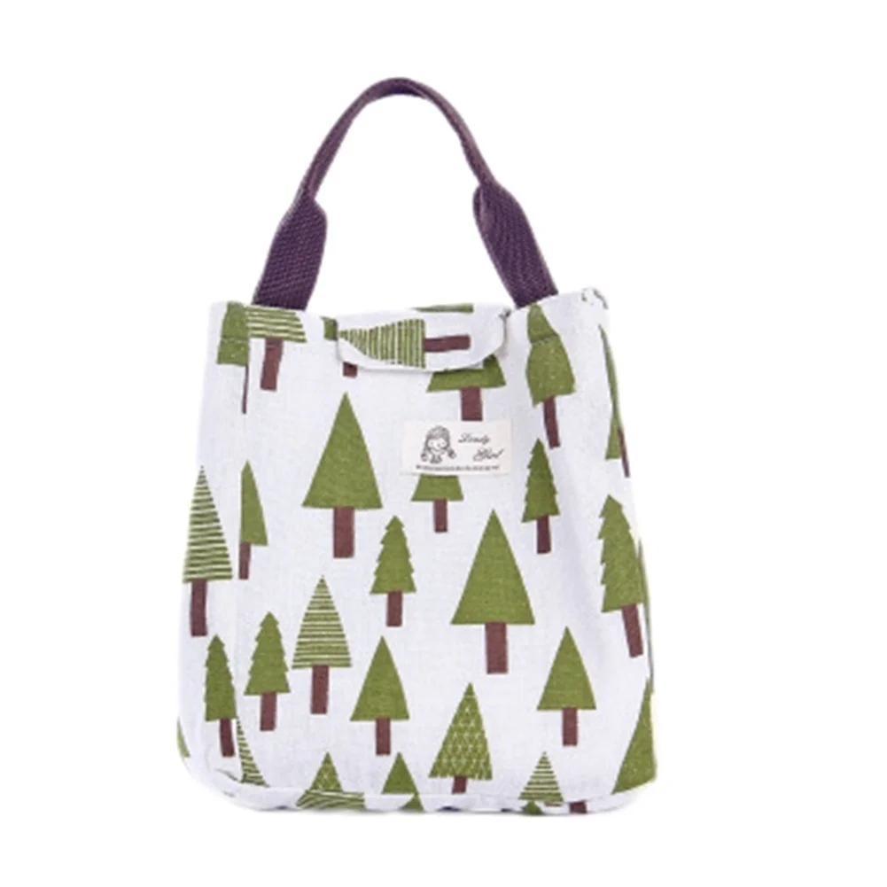 Мультяшный функциональный узор сумка-холодильник для ланча портативная изолированная холщовая сумка для ланча термосумки для пикника для женщин и детей Tree 515₽