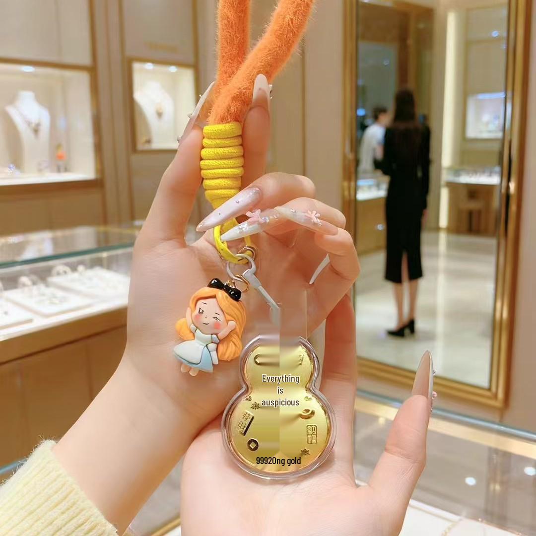 Auspicious Golden Horse & Gourd Keychain Pendant for Success - A Perfect Spring Festival Gift.