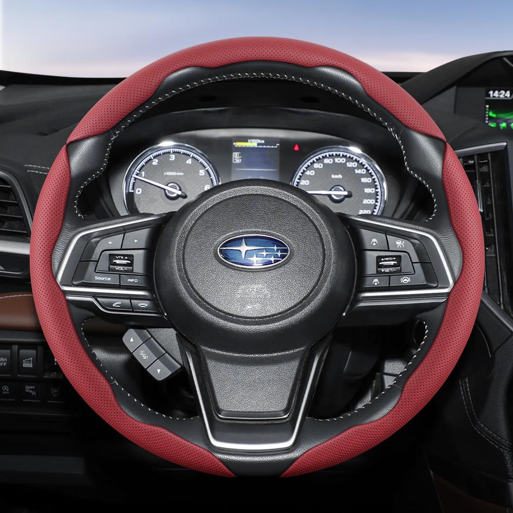 Suitable for SUBARU Breathable Hole Leather Steering Wheel Cover Segmented Outback Forester Impreza Ascent Crosstrek Legacy WRX