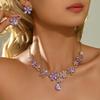 Exquisite commuting style flower droplet necklace earring set for workplace dating, women's gentle temperament accessories