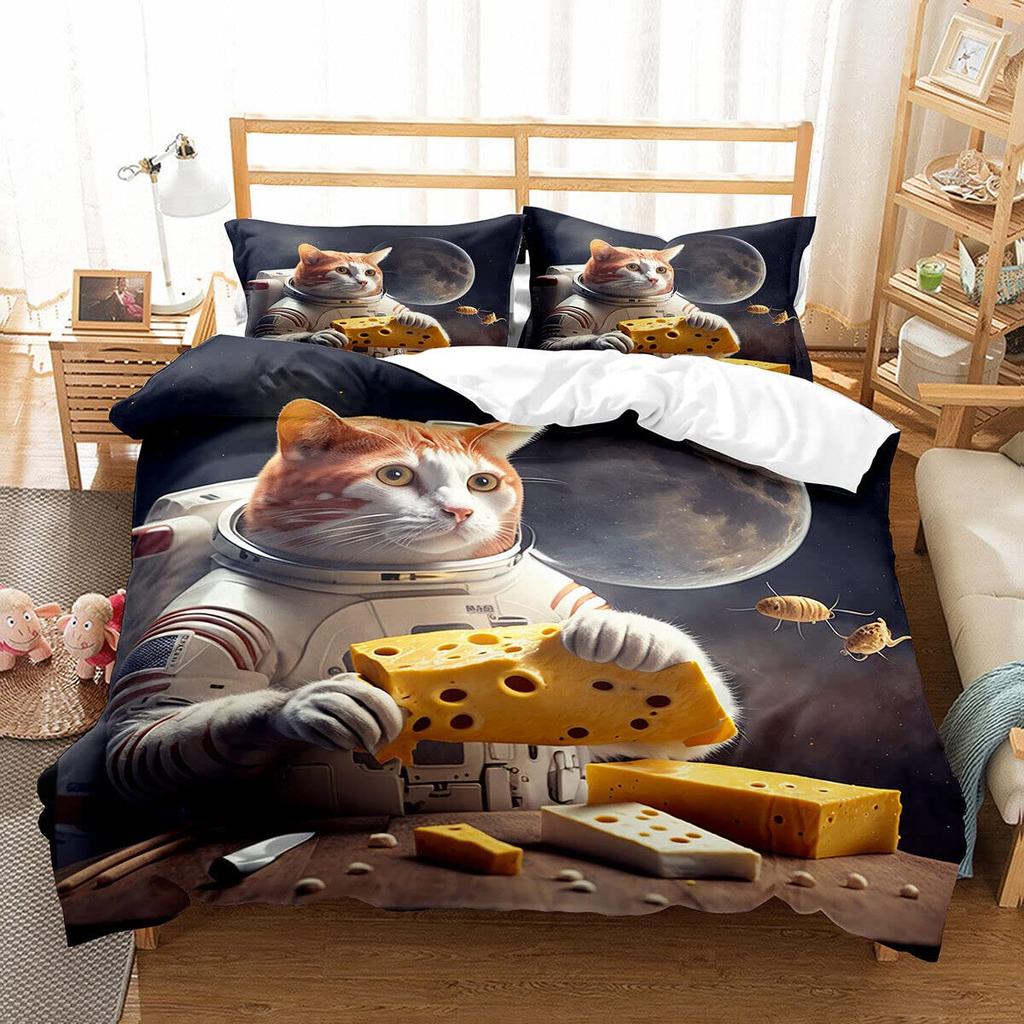 Cheese Bedding Sets Yellow Food Dessert Comforter Covers for Boys Girls Kids Duvet Cover Sets Fashion Teens Bedroom Decor 3 Pcs