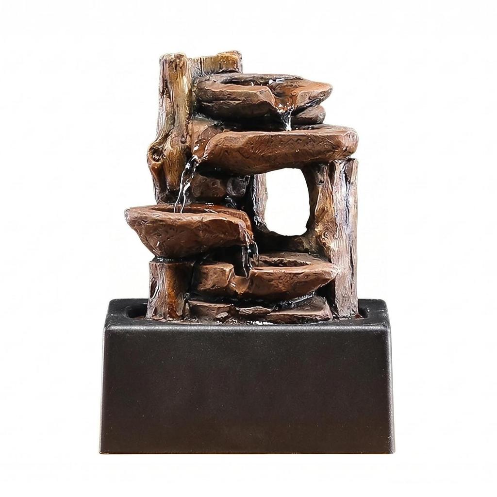 Tabletop Water Fountain Decorative Rock Waterfall Decor Quiet Pump for Office