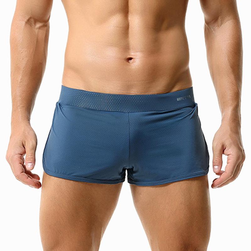 Men's Low Rise Loose Fit Shorts Olid Color Mesh Quick Dry Short Pants Breathable Comfort Sexy Lounge Home Underpants