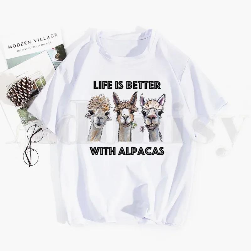 Alpaca No Prob Llama Attractive Design Pretty Tshirt Hip Hop Girl Print Tees Harajuku Tshirts Fashion Summer Tshirt