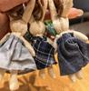 Cute Fabric Bunny Bag Charm, Handmade Plush Rabbit Keychain with Flower Dress & Braided Rope