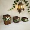 Wooden Tealight Candle Holder Rustic Wood Pillar Candle Stand with Bow Vintage Table Centerpiece for Fireplace Living Dining Room