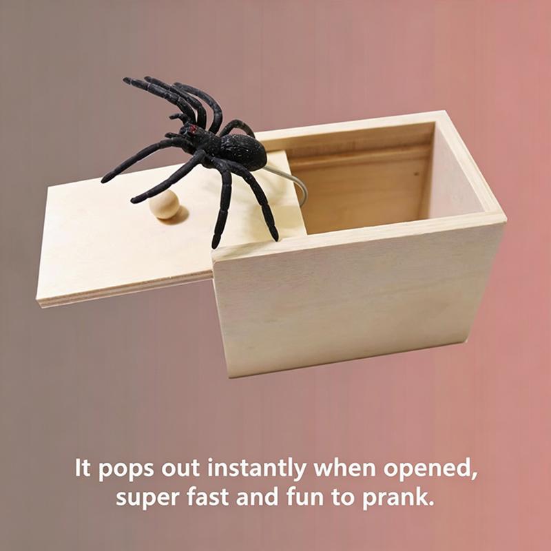 Caixa de susto engraçada de aranha de truque Caixa escondida de madeira Caixa de susto de madeira de qualidade Jogo divertido Brincadeira Truque Amigo Brinquedos de escritório