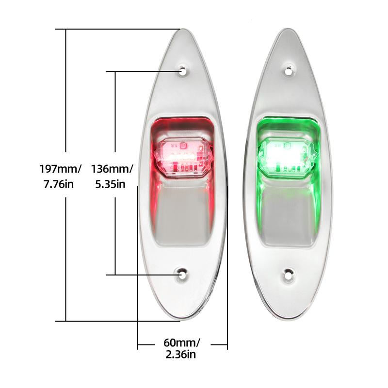 ZMFJH Green+Red LED Boat Side Light Waterproof Navigation Light Corrosion Resistant Signal Sailing Lamp For Marine Boat Yacht