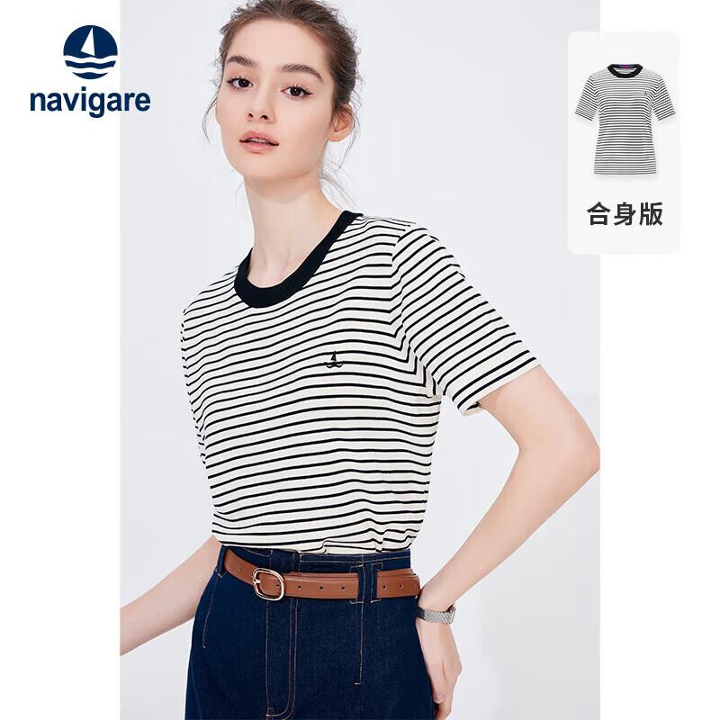 Navigare Women's Striped Knit Short Sleeve Top