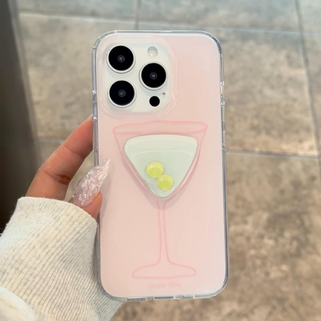 

Single Layer Line Wine Glass for Apple 16 Promax Mobile Phone Case for IPhone 15/14 with Wine Glass Doll 13 For Apple 6