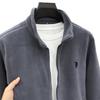 Men's Double-Sided Berber Fleece Stand Collar Jacket with Embroidery – Classic American Style