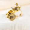 2Pcs Gold Color Spinner BFF Matching Rings Best Friend Open Rotate Ring Forever Friendship Cute Cartoon Anime Jewelry