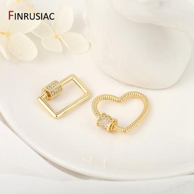 14K Gold Plated Jewellery Making Clasps, Love Heart /Rectangular /Ellipse Screw Buckles Pendant DIY Jewelry Making Accessories