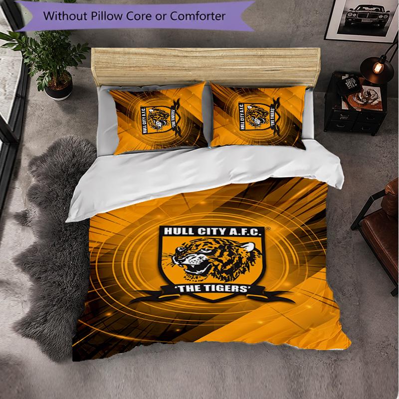 Set Biancheria da Letto Hull FC Pattern in Microfibra 3 Pezzi Copripiumino Decorativo per Camera da Letto Uso Domestico