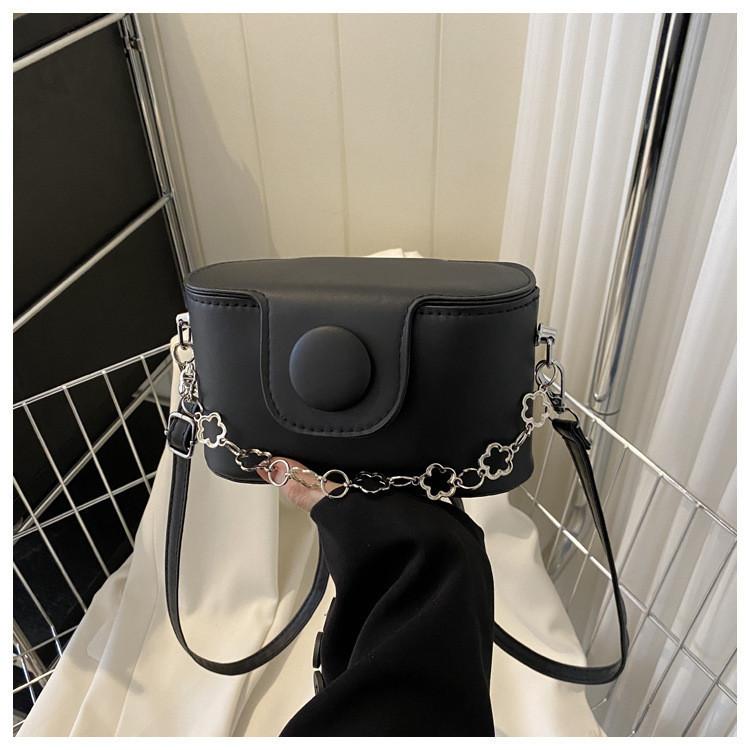 Stylish Urban Chic Chain Small Crossbody Bag For Women 2023 Trendy Pu Leather чёрный