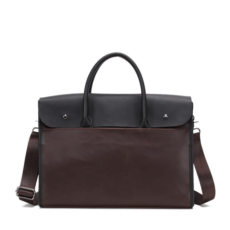 Crazy Horse Leather Men's Bag Retro Briefcase Business Men's Handbag Horizontal One-shoulder Diagonal Computer Bag