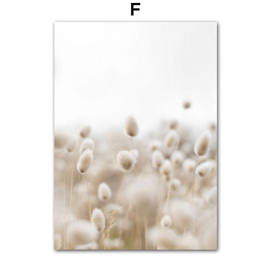 Beige Sea Grass Reed Dandelion Line Figures Wall Art Canvas Painting Posters And Prints Hotel Bar Pictures For Living Room Decor