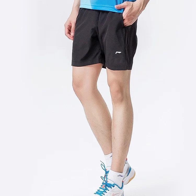 Li-Ning Solid Color Breathable Training Sports Short Sleeve T-Shirt And Shorts Set Men sets Black AHST347-1+AKSS437-1