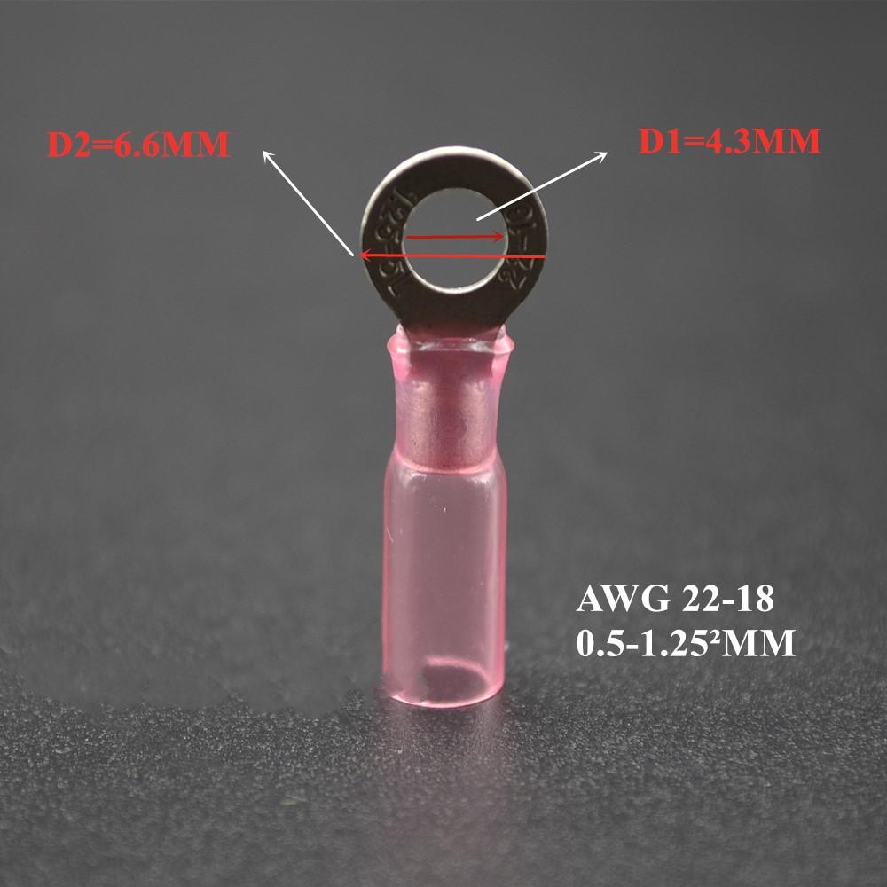 

20PCS/мішок AWG 22-18 Кільцеві дротяні з’єднувачі Термоусадочні кільцеві клеми з нейлоновою ізоляцією Набір обжимних з’єднувачів для електричних проводів M4