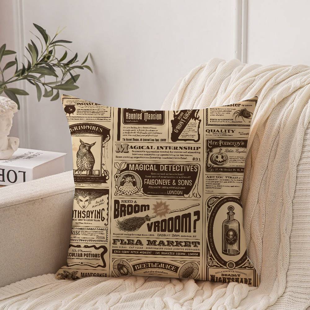 Federa Cuscino Giornale Retro Americana Decorazione Casa Coperta per Divano Letto Auto Decorazione Stanza Idea Regalo