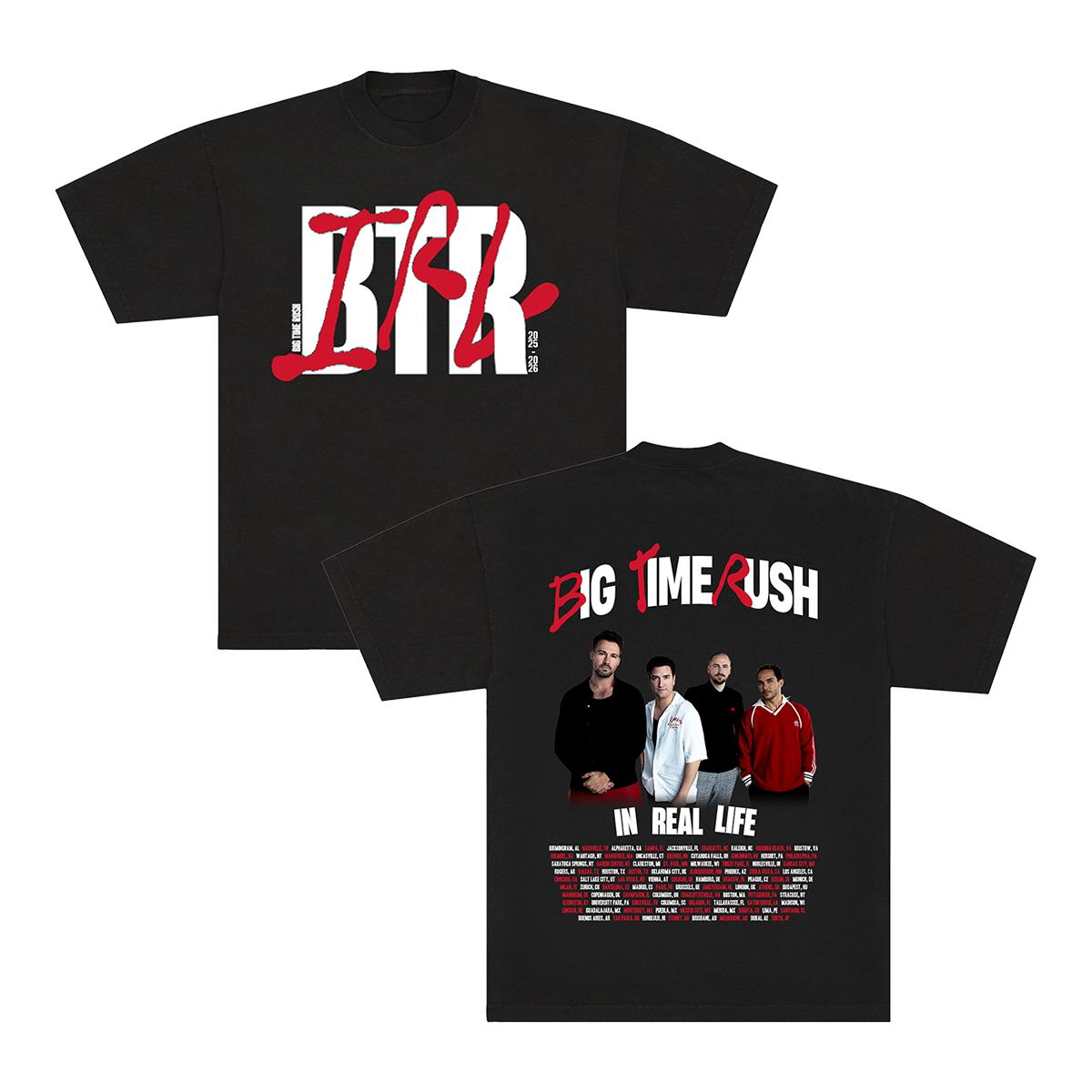 BTR in Real Life Worldwide Tour Tee Black Big Time Rush Oversized Men Tshirts Crewneck Short Sleeve Casual Female Male Clothing S