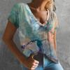 Womens T Shirt Ladies Summer Casual Loose V-Neck Short Sleeve Top T-Shirt