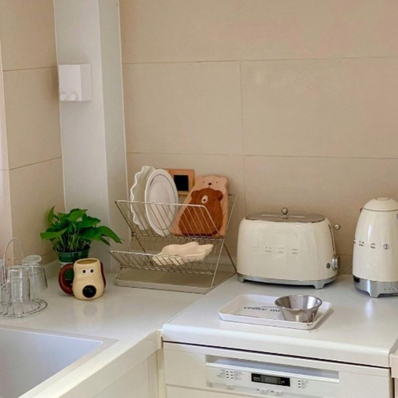 Égouttoirs à vaisselle Pliables Forme en X Étagère à 2 niveaux pour sécher la vaisselle Support Séchage Assiettes Plates Bols Pour Plans de Travail de Cuisine