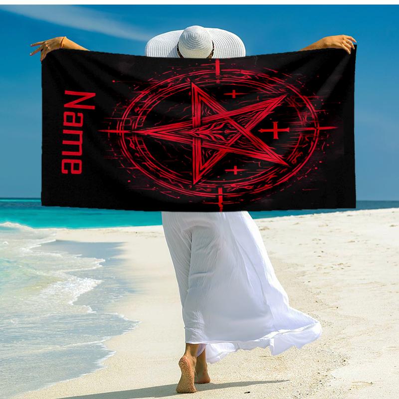 Personalized customized proof beach towel with Baphomet pattern - soft, absorbent, quick-drying, perfect swimming, camping&bathing