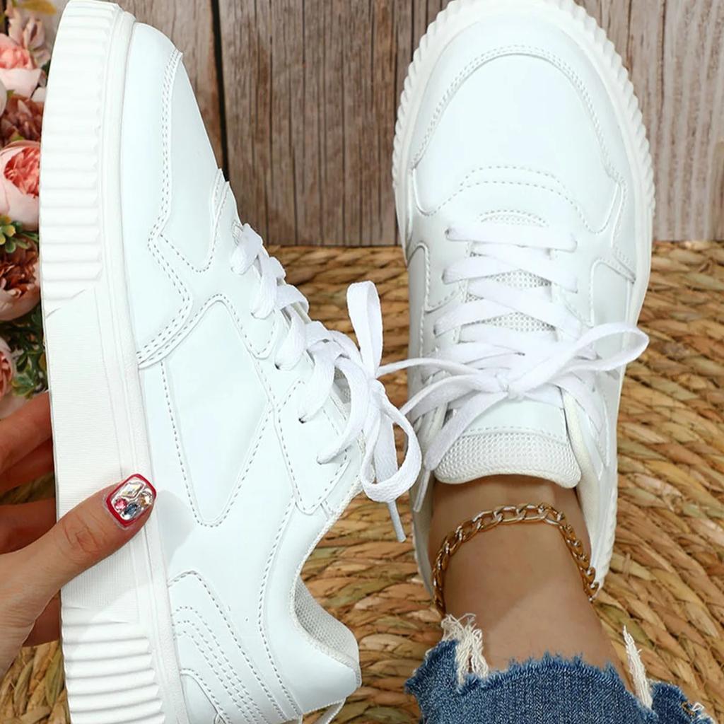 Classic Board Shoes Women Fashion PU Leather Sneakers Men Trendy Flats Casual Versatile Platform Shoes Lace-up Casual Trainers