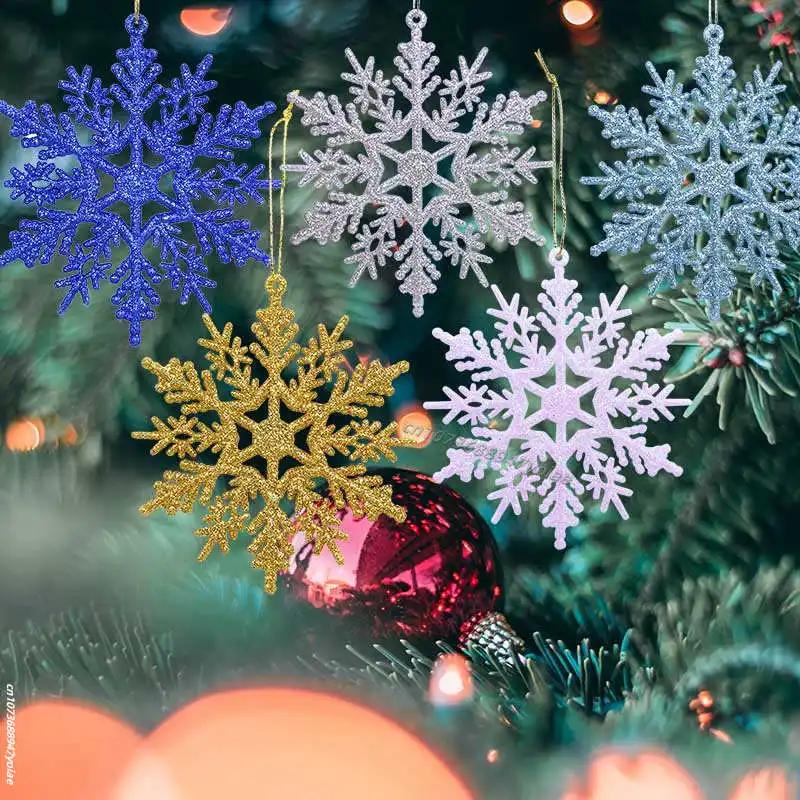 6/12pcs Simulation Snowflakes Christmas Tree Hanging Ornament Christmas Fake Snowflakes Winter Party Navidad New Year Decoration
