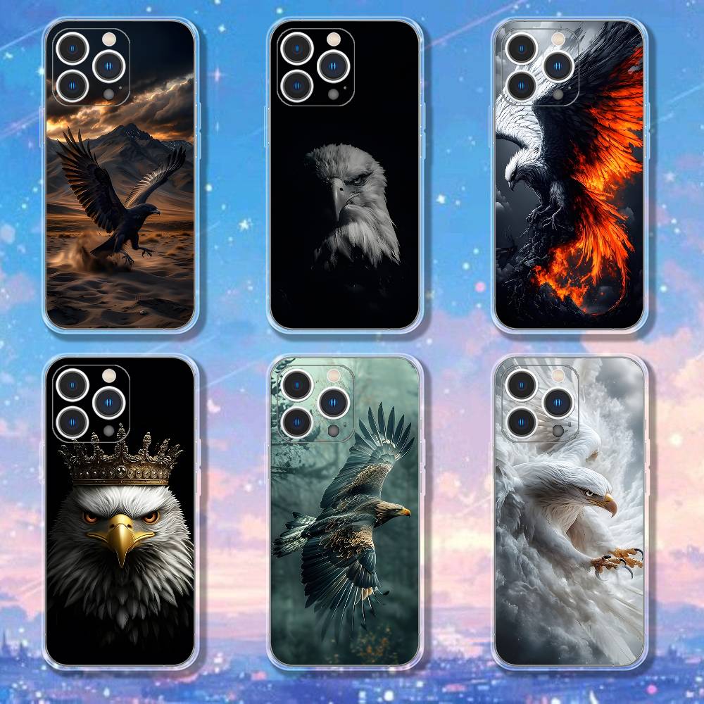 Cool Animal Eagle Art Phone Case For iPhone 16,15,17,12,13,14,11 Max,Pro,Plus,X,XS,XR,SE4,E Mini Transparent Cover