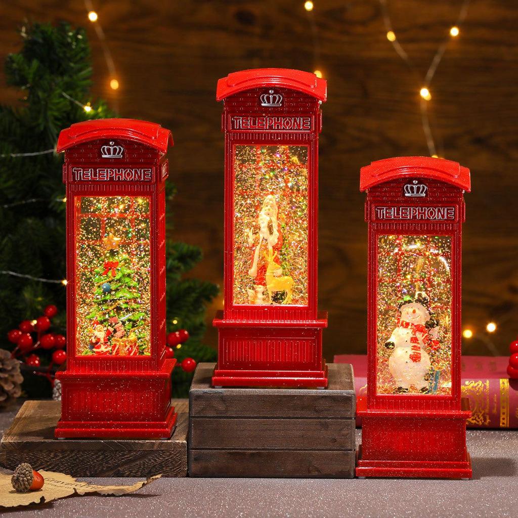 Large Luminous Telephone Booth Snow Globe - Creative Christmas Ornament & Gift