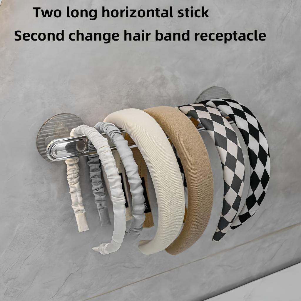 Luxury Wall-Mounted Hair Accessory Organizer Hooks - No-Drill, Adhesive, Traceless, Dual-Long Stick for Headbands & Scrunchies Storage, Easy Install