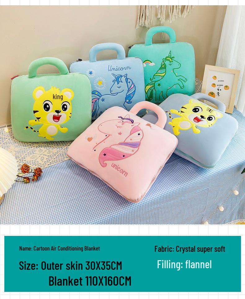 Dual-Use Cute Cartoon Pillow Blanket: Car & Office Nap Cushion
