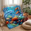Ocean Life Adventure 18 Theme Blanket Lightweight Warm Flannel Blanket Decorative Throw Blanket for Home Decoration