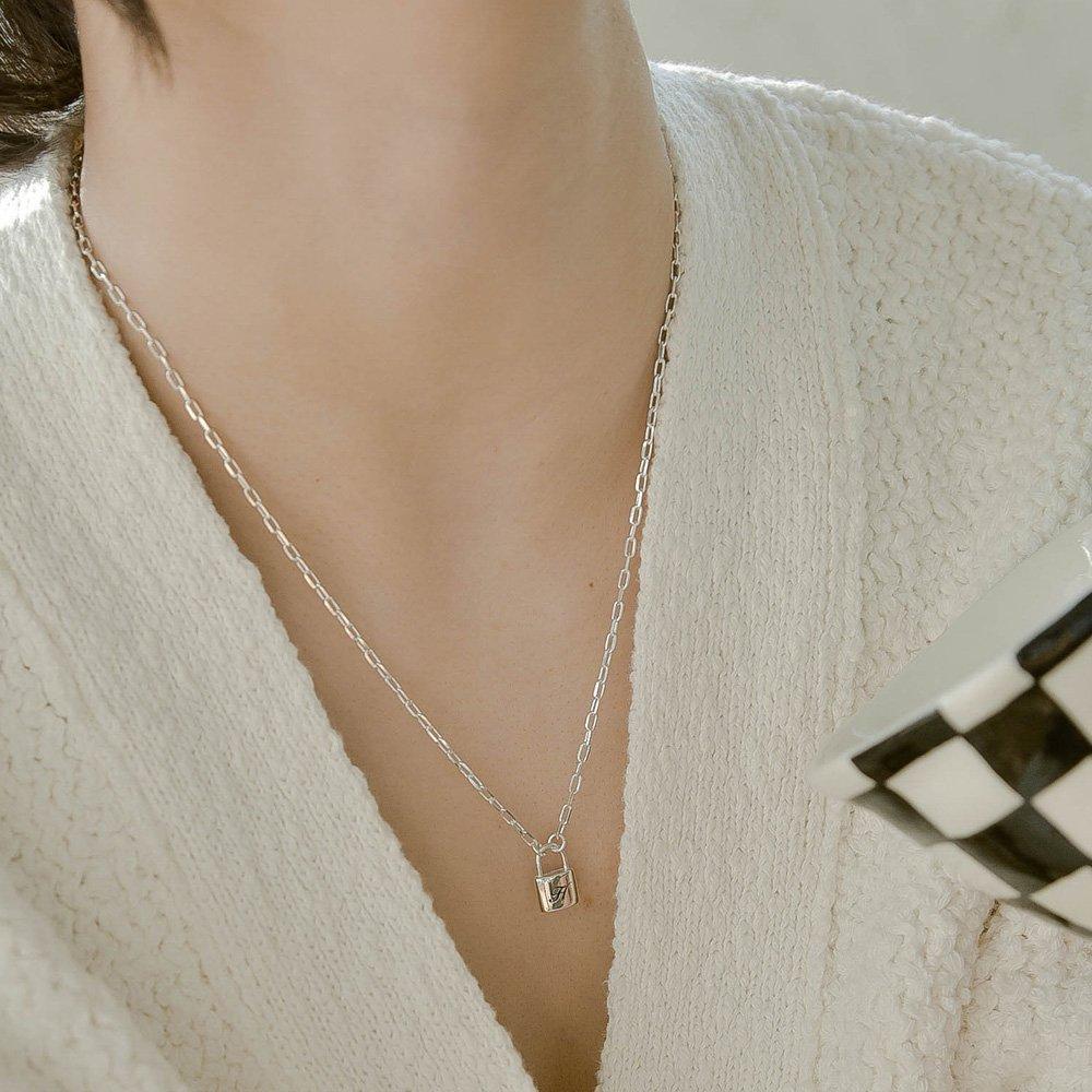 Mini Padlock Silver Necklace 925 Silver Lock Silver Chain Necklace