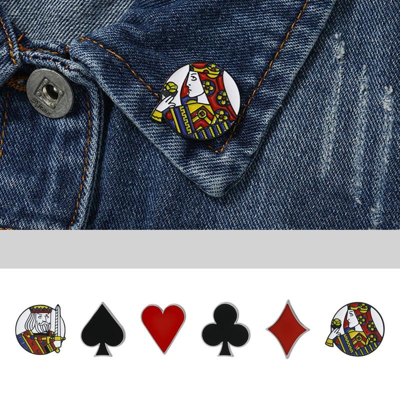 Kreative Poker-Ikone Brosche Mode Kleines Abzeichen Pik-Schnalle Anstecknadel Kragen-Schmuck Europa Amerika Spielkarten Anstecknadel