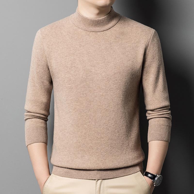 

Men s Heavyweight 100% Pure Wool Sweater - Half-High Collar, Winter Plain Color, for Young & Middle-Aged XXL