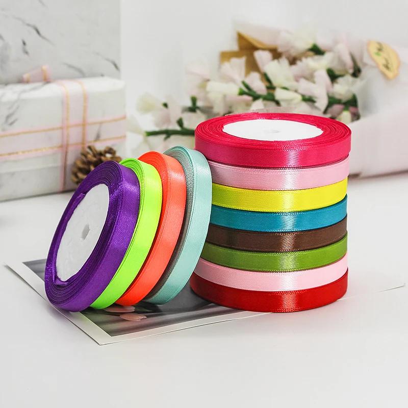 10mm Satin Ribbons DIY Wedding Birthday Party Artificial Silk Roses Crafts Supplies Sewing Acces Scrapbooking Material 25Yards
