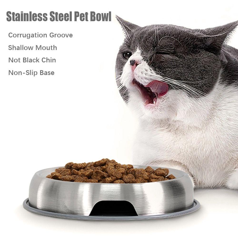 Flacher Maul Haustiernapf Edelstahl + Silikon Haustierfutterspender Katze&Hund